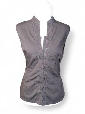 George black Sleeveless Ruffle-Trim Button Front Blouse